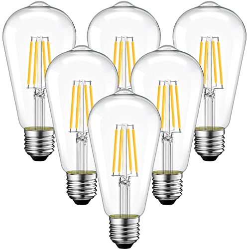 ANWIO Vintage Edison LED Glühbirne 4W E27 ST64, entspricht dekorativen Glühlampen 40W, 470Lm Warmweiß 2700K, Ideal für Nostalgie und Retro Beleuchtung, nicht dimmbar (6er Pack) von ANWIO