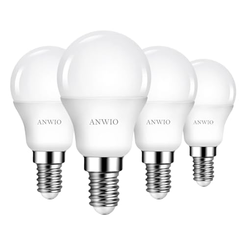 ANWIO Smarte WLAN Glühbirne E14 5W, Mehrfarbrige RGB Dimmbare Alexa Smarte Lampe 470LM, Smart Home Alexa Zubehör, Kompatibel mit Alexa, Google Assistant,Tuya App, Kein Hub notwendig, 4 Pack von ANWIO