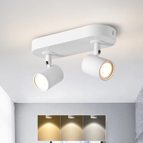 ANWIO LED Deckenstrahler 2 Flammig Dimmbar - Schwenkbar Strahler Deckenleuchte GU10 - Weiß Deckenlampe Strahler - Modern Wandstrahler Spotlight Lampe Innen Wohnzimmer (EUCS-LG11A) von ANWIO