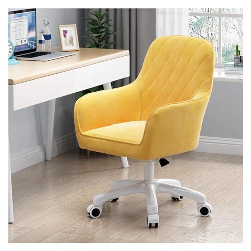 ANram Drehbarer Schreibtischstuhl, ergonomischer Schreibtischstuhl mit mittlerer Rückenlehne, samtgepolstert und stummgeschalteter Lenkrolle, Verstellbarer 360°-Drehstuhl für Bürostuhl (Farbe: Nat von ANram
