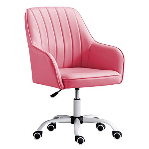 ANram Ergonomischer Bürostuhl für Zuhause, moderner drehbarer Schreibtischstuhl, Bürostuhl aus PU-Leder, 360° drehbarer Sessel, Empfangsstuhl, rosafarbener Arbeitsstuhl für Heimbüro, Konferenz, AR von ANram