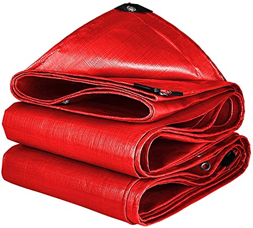 Wasserdichte Abdeckplane, rot, Mehrzweck-UV-beständig, reißfest, Bodenplane mit verstärkten Ösen, aus gewebtem Polyethylen, für Camping, Wohnwagen, 5 x 5 m von AORUI