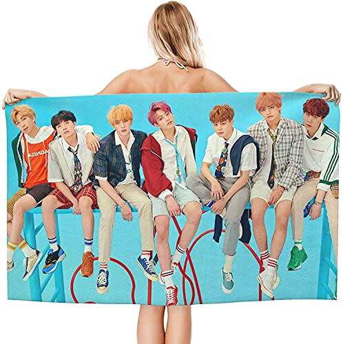BTS Kpop South Korean Strandtuch Bangtan Boys Merchandise Badetuch Schnell Trocknendes Handtuch Strand Fade-Resistant Groß (150x75cm, BTS5) von APOH