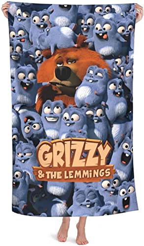APOH Grizzy and The Lemmings Karikatur Strandtuch Badetuch Kinder Und Jugendliche Geschenke Weiches bär Muster Handtuch Strand Polyester (150x75cm, Grizzy1) von APOH
