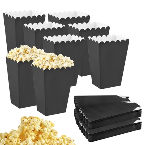 50 Stück Popcorn-Boxen, Klein Weiße Popcorn Boxen Popcorn Container, Popcorn Tüten Candy Container, Wird um Snacks, Popcorn und Süßigkeiten in Theatern Kinos und Karneval zu Süßigkeiten (Schwarz) von APOMOONS