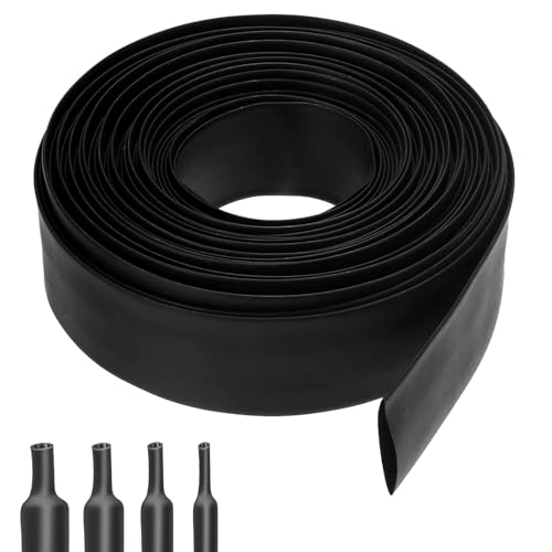 APOMOONS Schrumpfschlauch, 4:1 Schrumpfschläuche Wasserdicht, Schrumpfschlauch mit Kleber, Heat Shrink Tube Schwarz für Kabelisolierung, Markierung, Kabelbündelung, Reparaturen (32mm x 2m) von APOMOONS