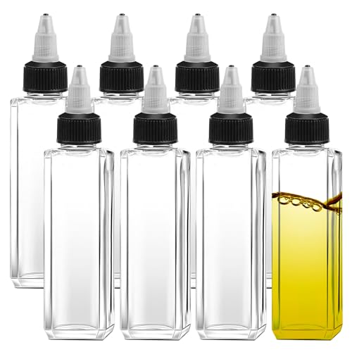 APOMOONS 8 Stück 100ML Squeeze Flaschen Ölflasche 3,4 oz Ölspender mit Kappen Kunststoffbehälter für Öl-Sojasauce-Essig für flüssige Gewürze Klare Auslaufsichere Spenderflaschen von APOMOONS