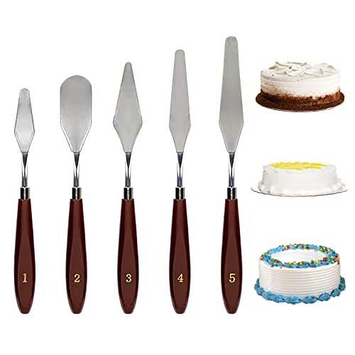 APOMOONS Spachtel Set Winkelpalette 5 Stück Tortenspachtel Cremespatel Torten Zubehör Set Malmesser für Torte, Backen, Konditorei, Strukturpaste von APOMOONS