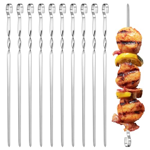 Grill SpießE Edelstahl, 20 StüCk SchaschlikspießE SpießE Grillen Spiesse Grill Metall Grill SpießE Rostfreier Wiederverwendbar FleischspießE Kebab SpießE für Grillpartys von APOMOONS