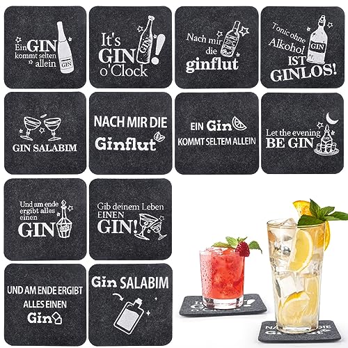 Untersetzer Gin Set, 12 Untersetzer GläSer Gin Tonic GläSer Glasuntersetzer Mit GinsprüChen Untersetzer Filz Filzuntersetzer Filz Untersetzer FüR GläSer Glas Untersetzer-Set FüR Ginfans Ginliebhaber von APOMOONS