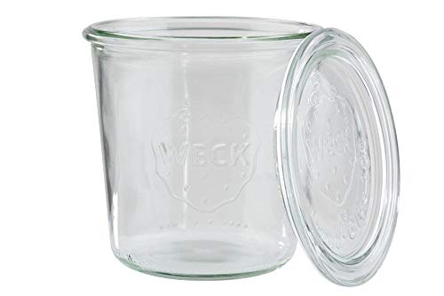 APS 2 Original WECK Gläser 580 ml mit Deckel, Ø 11 cm, H: 11 cm, Sturzform, Einmachglas, Dekoglas, Dessertglas, Vorratsglas, spülmaschinengeeignet von APS