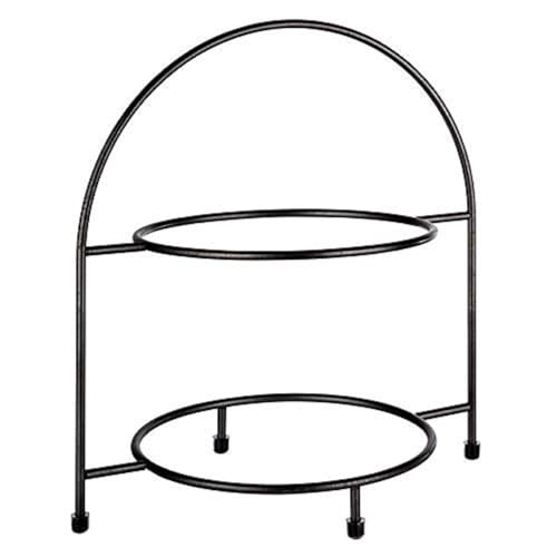 APS 33208 Serviergestell „Industrial“, Etagere, Gestell aus Metall für 2 Teller max. Ø 27 cm, innerer Ring Ø 18 cm, Größe 19,5 x 29 cm, Höhe 30 cm, Antirutsch-Füßchen (Teller nicht enthalten), Schwarz von APS