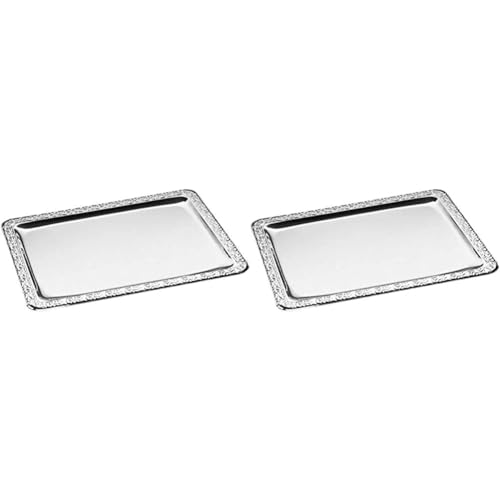 APS 382 Tablett SCHÖNER Essen - Edelstahl Tablett mit dekoriertem Rand Silber 420x 310mm (Packung mit 2) von APS