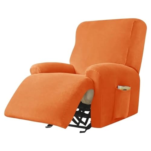 AQIGR Relaxsessel Bezug Stretch Samt Stretchhusse für Relaxsessel Sesselbezug 4-teiliges Set Elastischer Antirutsch Husse für Fernsehsessel Liege Sessel (Color : Orange) von AQIGR