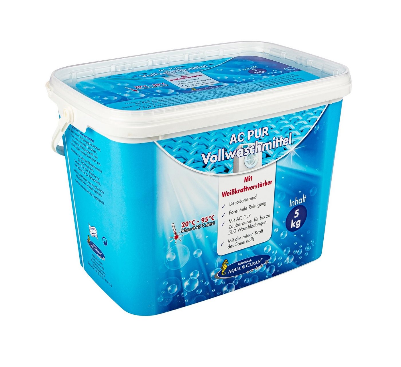 AQUA CLEAN AC PUR Vollwaschmittel Vollwaschmittel (mit Farb-& Faserschutz und Weisskraftverstärker 5kg) von AQUA CLEAN