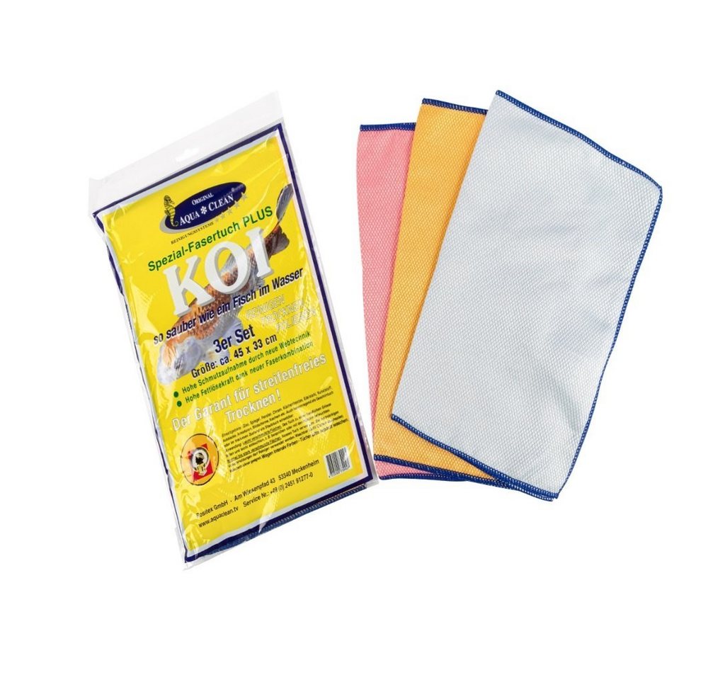 AQUA CLEAN Koi Spezial Fasertuch Plus 33cm x 45cm 3er Set Reinigungstücher (Microfaser) von AQUA CLEAN