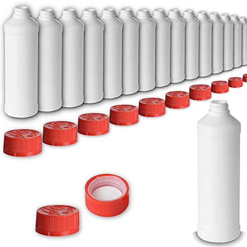Leerflasche 1000ml HDPE Kunststoffflasche Flaschen Kosmetik Chemie Labor Klappverschluss Drehverschluss (24x 1000 ml, Drück & Drehverschluss) von AQUA ROYAL