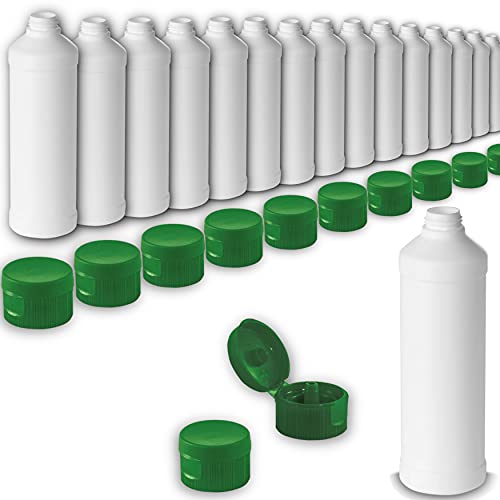 Leerflasche 1000ml HDPE Kunststoffflasche Flaschen Kosmetik Chemie Labor Klappverschluss Drehverschluss (24x 1000 ml, Klappverschluss) von AQUA ROYAL