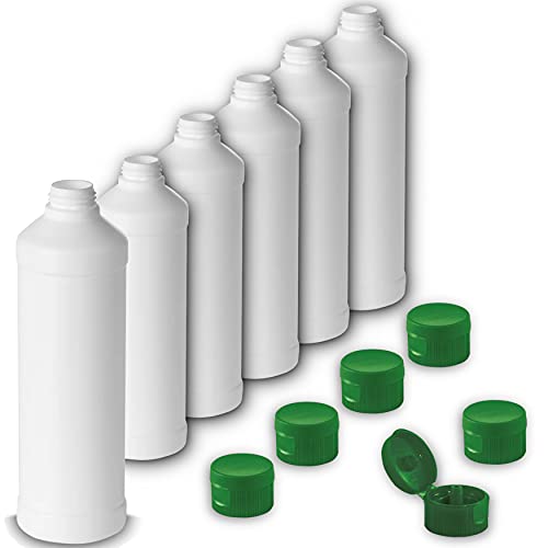 Leerflasche 250ml HDPE Kunststoffflasche Flaschen Kosmetik Chemie Labor Klappverschluss Drehverschluss (6x 250 ml, Klappverschluss) von AQUA ROYAL