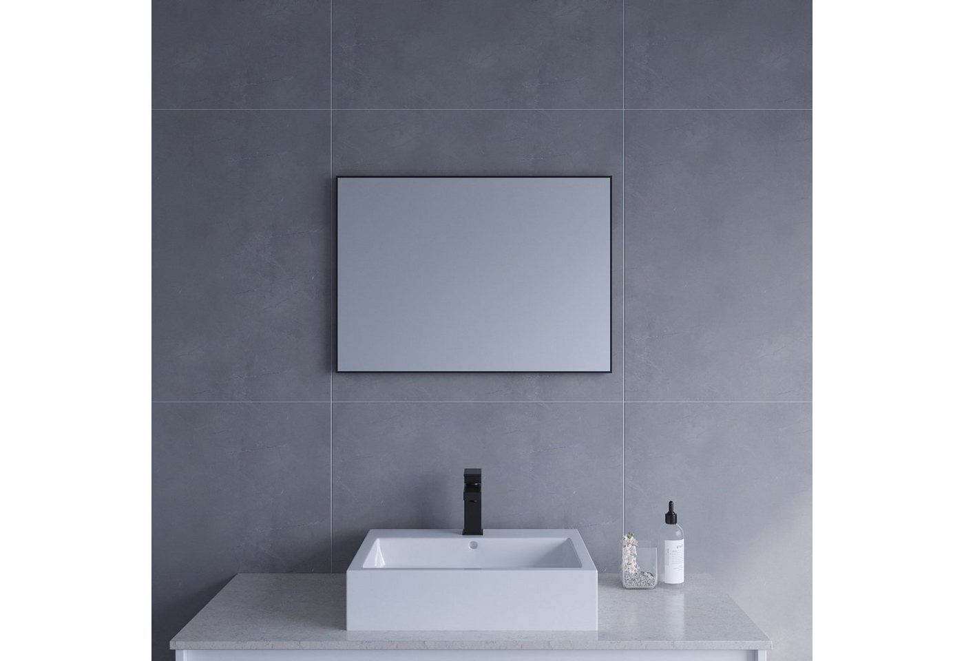 AQUABATOS Spiegel Wandspiegel Badezimmerspiegel schwarz Flurspiegel rechteckig modern von AQUABATOS
