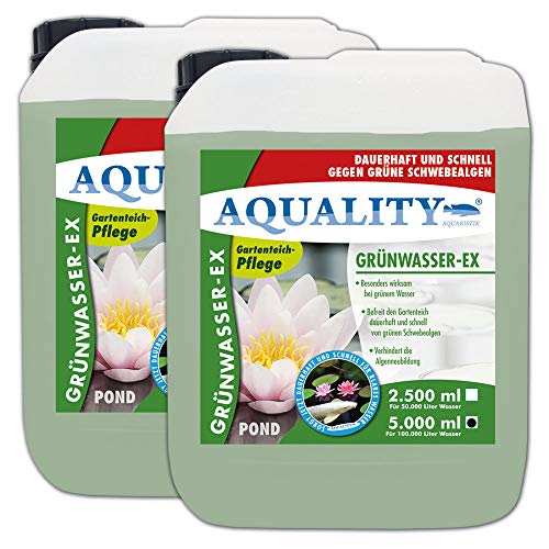 AQUALITY Gartenteich Grünwasser-EX (Besonders wirksam bei grünem Wasser, dauerhaft und schnell, grüne Schwebealgen, verhindert die Algenneubildung), Inhalt:10 Liter von AQUALITY Aquaristik & Gartenteich