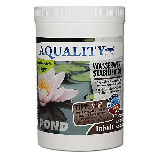 AQUALITY Gartenteich Wasserwerte Stabilisator 3in1 (Artgerechte Wasserwerte im Gartenteich - Reguliert langfristig die Karbonathärte, stabilisiert den pH-Wert), Inhalt:1 kg von AQUALITY Aquaristik & Gartenteich