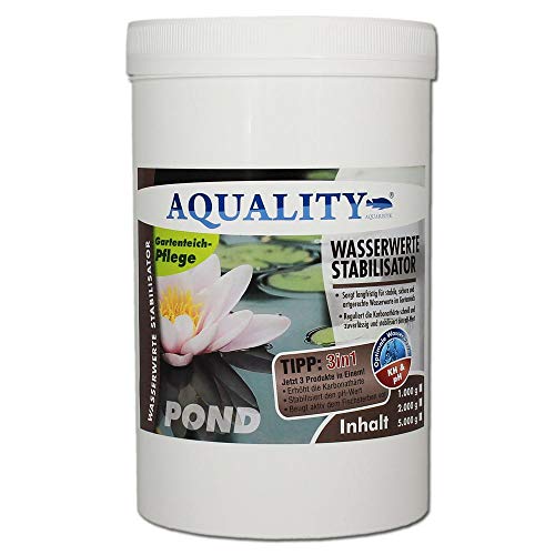 AQUALITY Gartenteich Wasserwerte Stabilisator 3in1 (Artgerechte Wasserwerte im Gartenteich - Reguliert langfristig die Karbonathärte, stabilisiert den pH-Wert), Inhalt:2 kg von AQUALITY Aquaristik & Gartenteich