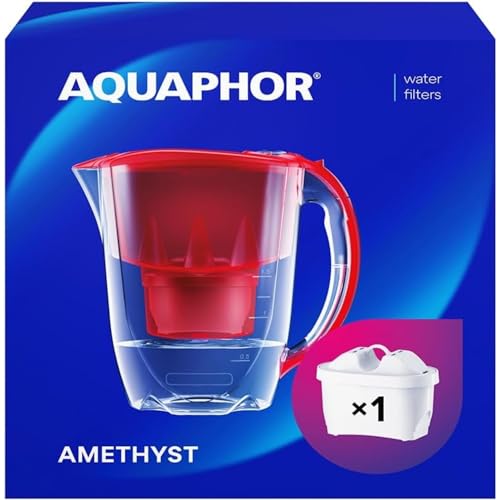 AQUAPHOR B219 Wasserfilter Amethyst rubin inkl. 1 MAXFOR+ Filterkartusche - Komfort-Wasserfilter zur Reduzierung von Kalk, Chlor & weiteren Stoffen von AQUAPHOR