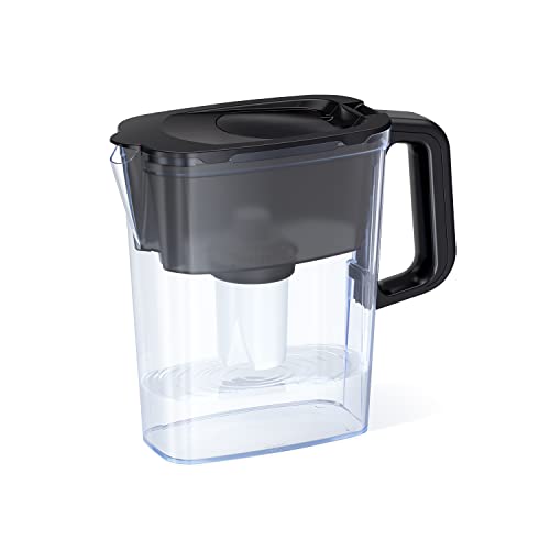 AQUAPHOR Kompakter Kühlschrank-Wasserfilterkrug mit 5 Tassen, schwarz, mit 1 x B15-Filter, leicht zu befüllender Klappdeckel, reduziert Chlor, Kalk und Schwermetalle, BPA-frei von AQUAPHOR