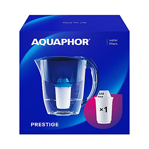 AQUAPHOR Wasserfilter Kanne Prestige Kobaltblau inkl. 1 A5 Filter I Karaffe für 2,8l I Passt in die Kühlschranktür I Reduziert Kalk & Chlor I Tischwasserfilter I Praktische Filterkanne von AQUAPHOR