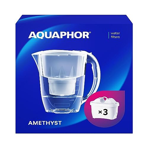 Aquaphor Amethyst Filterkanne - Trinkwasserkanne mit 3 Original-Kartuschen Maxfor Plus, Farbe Weiß von AQUAPHOR
