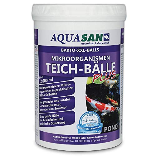 AQUASAN Gartenteich Mikroorganismen XXL Bakto-Balls Plus (Hochkonzentriert, extra große Gel XXL-Bälle - Starterbakterien, gesundes, vitales Teichwasser), Inhalt:2 Liter von AQUASAN Aquaristik & Gartenteich