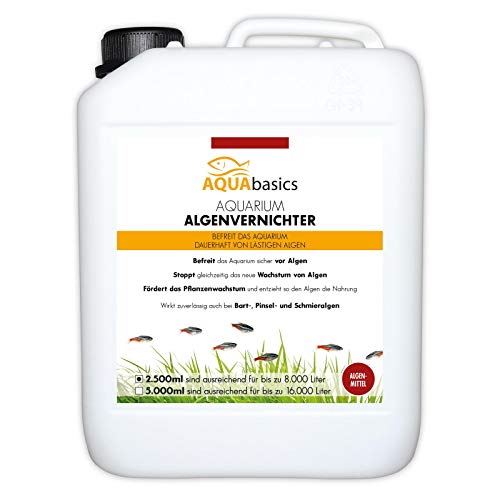 AQUAbasics Aquarium Algenvernichter für alle Schmieralgen, Bartalgen und Pinselalgen - Dauerhaft, schnell und sicher Algenfrei, Größe:2.5 Liter von AQUAbasic