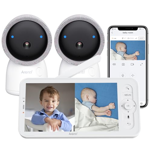 ARENTI Babyphone mit Kamera 2K/3MP, 5 Zoll WiFi Video Babyphone PTZ 355°, IR Nachtsicht, Nachtlicht, Schlaflieder, Temperaturanzeige, unterstützt Mobile App Steuerung von ARENTI