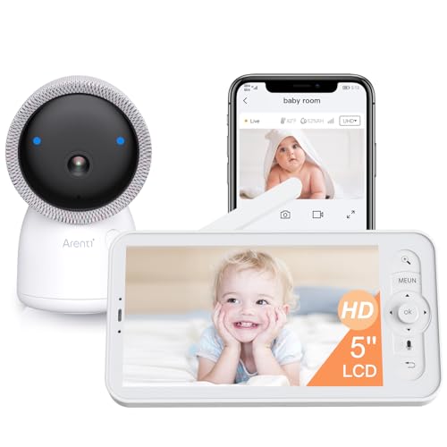 ARENTI Babyphone mit Kamera 2K/3MP, 5 Zoll WiFi Video Babyphone PTZ 355°, IR Nachtsicht, Nachtlicht, Schlaflieder, Temperaturanzeige, unterstützt Mobile App Steuerung von ARENTI