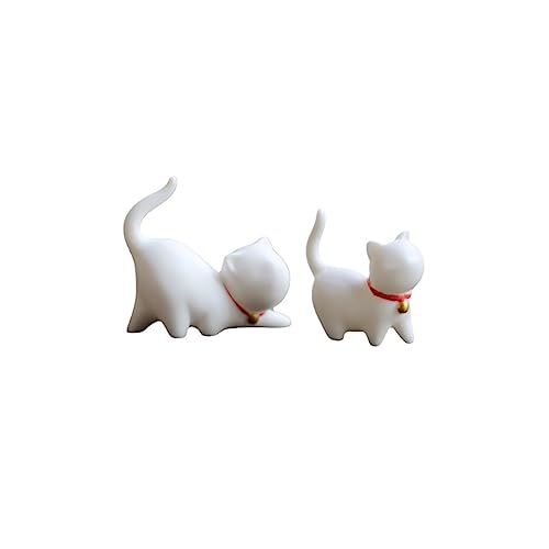 ARFUKA 2 Stück Katzen Deko Figuren Katzenfiguren Miniatur Miniatur Katze für Katzenliebhaber Home Auto Garten Dekor von ARFUKA