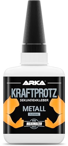 ARKA - KRAFTPROTZ METALL 50 g | Sekundenkleber extra stark | Transparenter Metallkleber | Flüssiger Superkleber | Wasserfest | Einfache Anwendung & sicherer Halt von ARKA