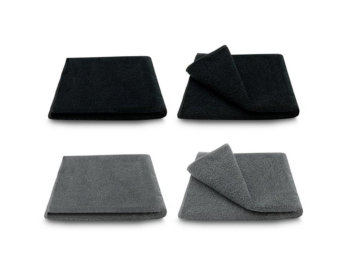 ARLI Handtuch Set Handtuch 100% Baumwolle 4 Handtücher 2 x anthrazit + 2 schwarz Set Serie aus hochwertigem Rohstoff Frottier klassischer Design elegant schlicht modern praktisch mit Handtuchaufhänger 4 Stück, (4-tlg) von ARLI