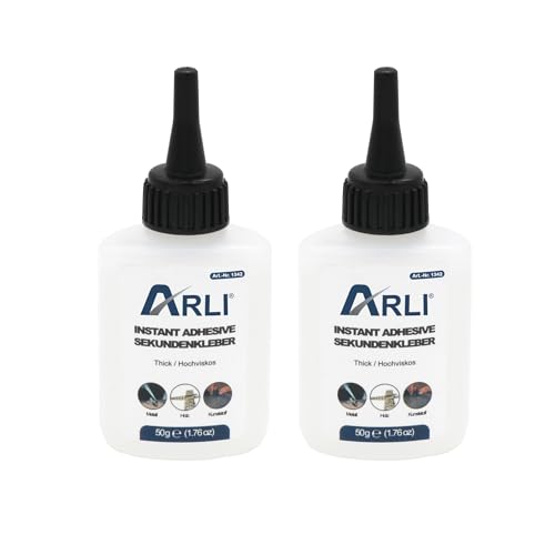 ARLI Sekundenkleber 2x 50g Universal Cyanacrylat Kleber stark schnell Reparaturkleber Klebstoff für Papier Leder Metall Holz Kunstsoff Gummi Porzellan Keramik Superglue Alleskleber (100g) von ARLI