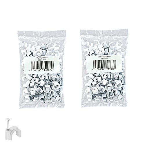 Nagelschelle 12mm 200x Kabelschelle weiss allzweck Nagelschellen Rundschelle Kabelbefestigung Kabel Befestigung Nagel universal 12 mm ARLI 200 Stück weiß von ARLI