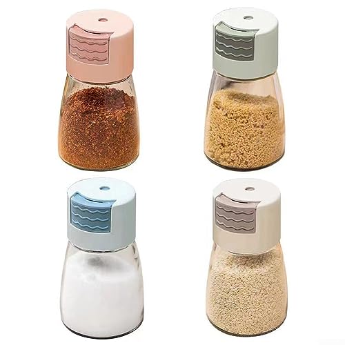 4 Stück Gewürzgläser mit Deckel, Press-Typ Gewürzflaschen versiegelt Salz- und Pfefferstreuer Feuchtigkeit Glas Gewürzflasche von ARMYJY