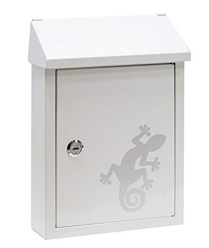 Arregui Smart Graphic E5721-SAL Briefkasten oder Durchwurfbriefkasten aus verzinktem Stahl, mit im Siebdruck lackiertem Motiv Salamander, Größe S (DIN A5), weiß, Größe S (DIN A5) - 30 x 21,6 x 8 cm von ARREGUI