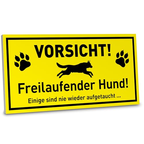ARTFAVES® Hinweisschild - Vorsicht Freilaufender Hund | witziges Warnschild Hinweisschild/Achtung/Warnung | Größe: 30 x 15 cm von ARTFAVES