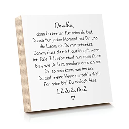 ARTFAVES® Holzbild mit Spruch - Danke, DASS Du Immer für Mich da bist | Deko Geschenk zum Thema Dankbarkeit/Freundschaft/Liebe/Familie/Größe: 14,8 x 14,8 cm von ARTFAVES