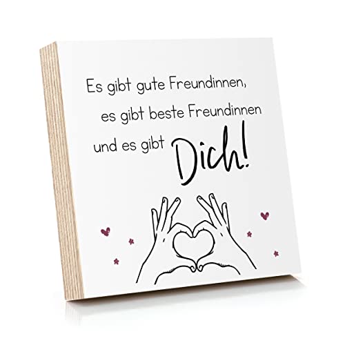 ARTFAVES® Holzbild mit Spruch - Es gibt gute Freundinnen, es gibt beste Freundinnen | Deko Geschenk zum Thema Freundschaft/Größe: 14,8 x 14,8 cm von ARTFAVES