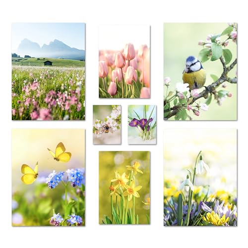 ARTFAVES® Poster Set - Frühlingserwachen - mehrteilige Wanddeko Wohnzimmer & Schlafzimmer - 8 moderne Wandbilder Frühlingsdeko, Frühling Deko Bilder - ohne Bilderrahmen von ARTFAVES