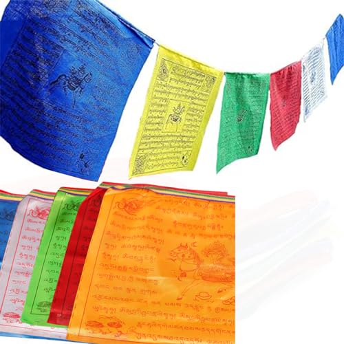 ARTGHJL Gebetsfahnen, Tibetische Gebetsfahnen, Traditionelle Handbedruckte Flaggen, Tibet Buddhist Prayer Flagge, Tibetische Buddhistische Gebetsfahnen, für Buddhistische Altäre, 20 Seiten, 5 Meter von ARTGHJL