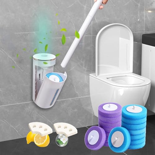 ARTGHJL Toilettenbürste Zum Einmalgebrauch, Disposable Toilet Brush, Toilettenbürste mit 16-Austauschbaren Toilettenbürstenköpfen, für Schwer zu Reinigende Toilettenbereiche von ARTGHJL