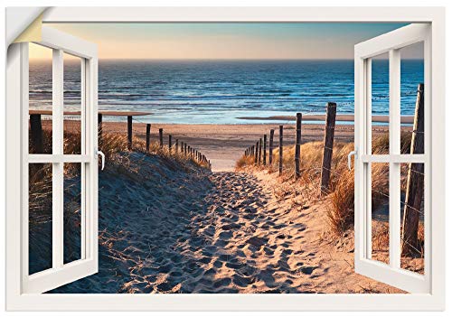 ARTland Wandbild selbstklebend Vinylfolie 70x50 cm Fensterblick Fenster Strand Düne Meer Maritim Landschaft Küste Natur T6BV von ARTLAND