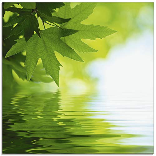 ARTland Glasbilder Wandbild Glas Bild einteilig 20x20 cm Quadratisch Natur Wald See Pflanzen Wasser Baum Blätter T5TM von ARTLAND